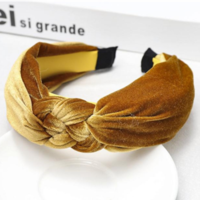 

Solid Velvet Wide Head Band for Women Winter Hair Accessories Chinese Knot Hairband Ladies Winter Headband Adults Headdress Hoop