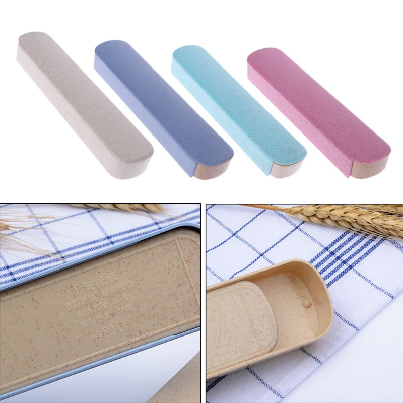 

Portable Eco-Friendly Wheat Straw Cutlery Camping Picnic Box Dishware Kitchen Utensils Case Travel Stationery Gift 20x4.5x2.5cm