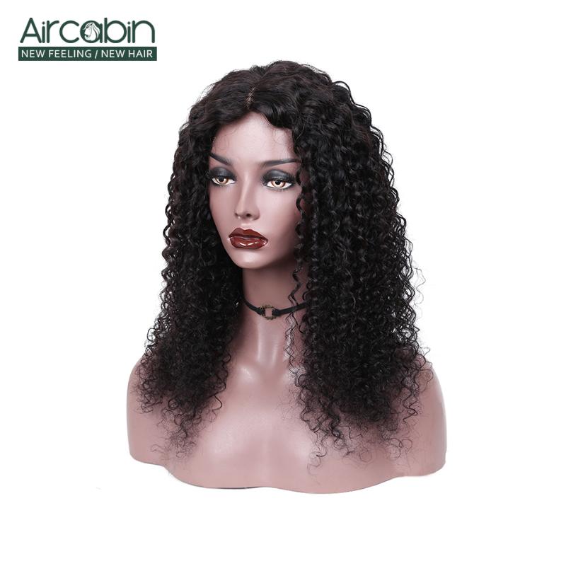 

Aircabin 30 Inch Lace Part Wigs Kinky Curly Glueless Brazilian Remy Human Hair 150% Density Wigs For Black Women Natural Color, 1x4 m-brown lace wig