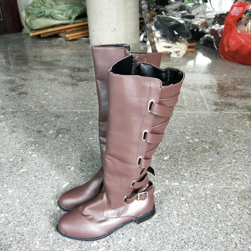 

SunNY Everest women winter Knight boots long boots lace-up knee-high black warm Low Heel plus size 43