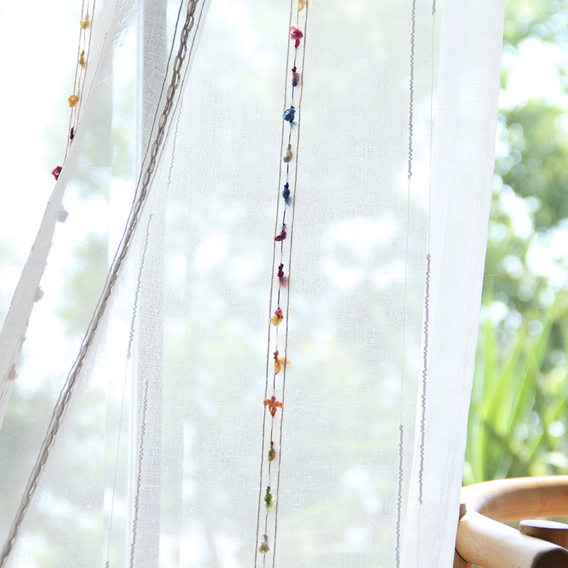 

custom curtain Nordic emvroidered cloth cotton Vertical stripes weaving simple livingroom bedroom window curtain tulle yarn M512, As pic