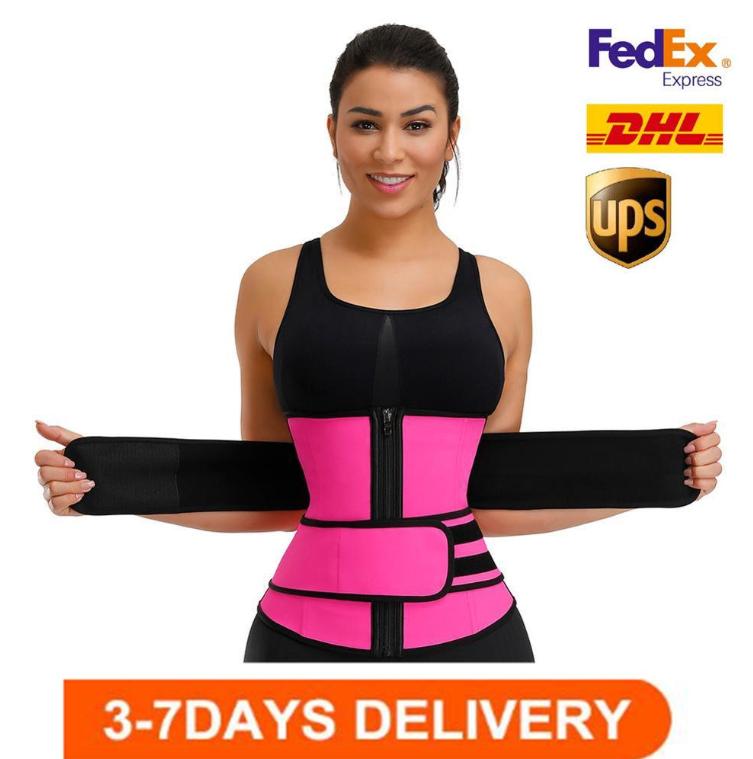 

US STOCK, Unisex Shapers Waist Trainer Belt Corset Belly Slimming Shapewear Adjustable Waist Support Body Shapers FY8084, Rose red
