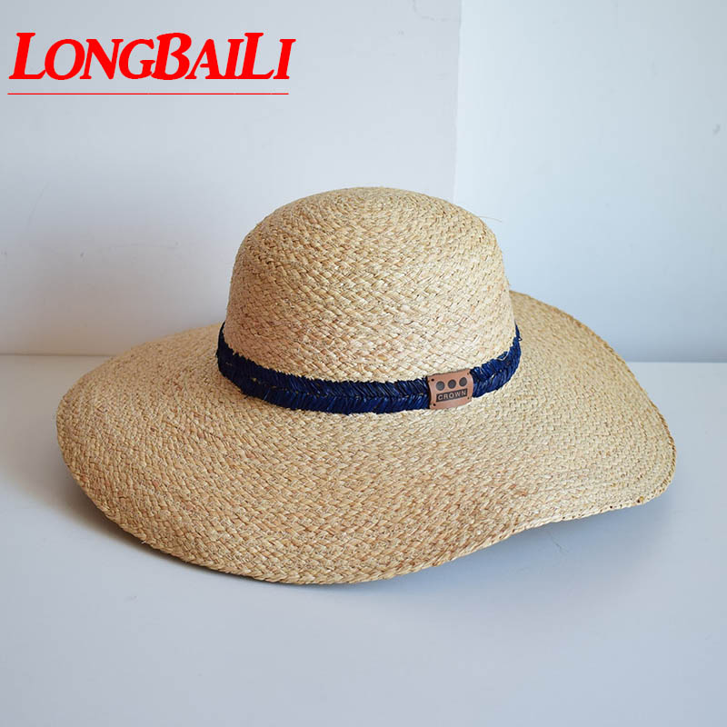

LongBaiLi Summer Large Brim Raffia Straw Sun Floppy Beach Hat For Women SWDS147, Natural