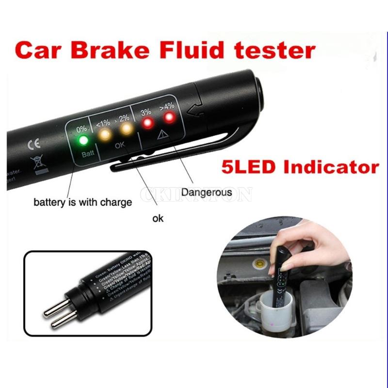 

200PCS/lot Brake fluid test 5 LED Car Vehicle Brake Fluid Tester pen Auto Automotive Testing Tool for DOT3/DOT4