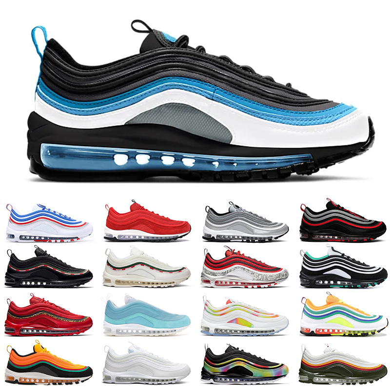 

97 Hyper Blue men women outdoor shoes MSCHF x INRI Jesus Game Royal Silver Bullet 97s Reflective Bred mens trainer sneakers size 36-45, Mschf x inri jesus shoes