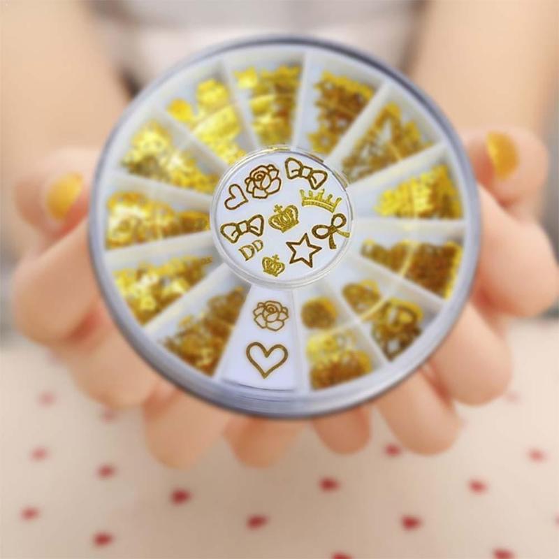 

Fashion 1 Round Golden Glitter Rhinestone Jewelry Nail 3D Stud Decoration Charm Glitter Fashion Art Decoration Nail Charm V6A7