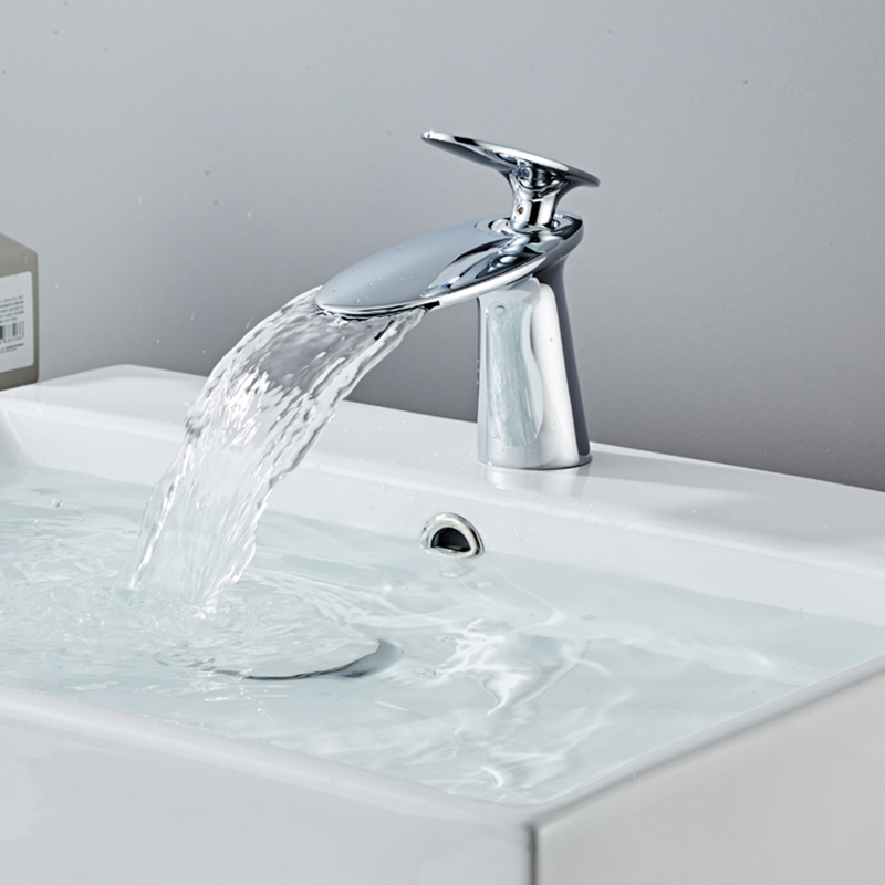 

Basin Waterfall Faucet Mixer Bathroom Sink Faucets Chrome Brass Single Handle Hole Faucet Grifo Lavabo Wash Hot & Cold Basin Tap