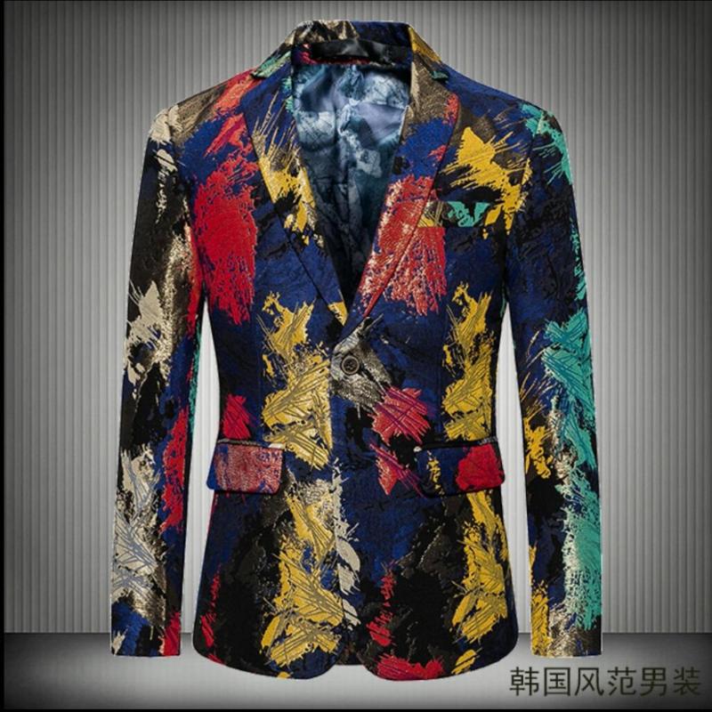 

M-6xl 2020 New Plus Size Men's Clothing Personality Printing Suit Tide Hairstylist Popular Casual Single Western Fashion Blazer