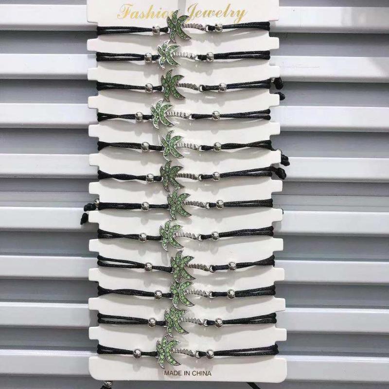 

12 PCS/Set Fashionable and contracted printing alloy double color plant tree braid bracelet of men and women