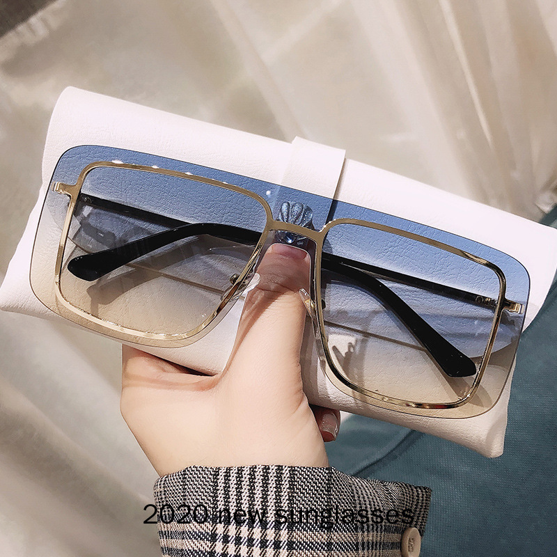 

Sunglasses 2021 Oversized Women Brand Designer Blue Square Lens Sun Glasses Men Shades Alloy Frame Green Pink NX