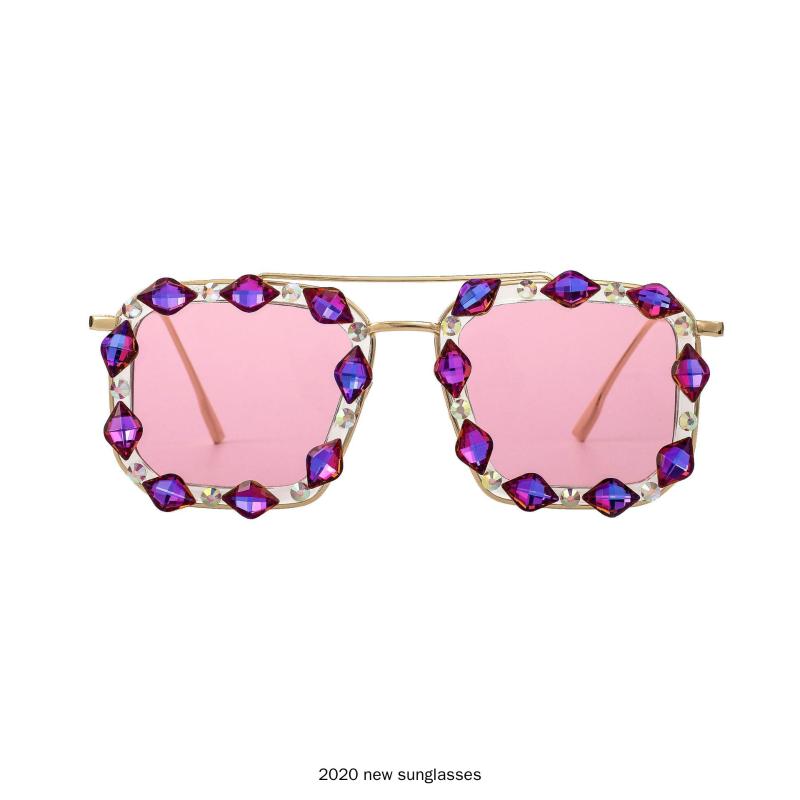 

Sunglasses Diamond Flat Top Women One Piece Designer Gradient Square Sun Glasses Female Big Frame Vintage Eyewear UV400 NX