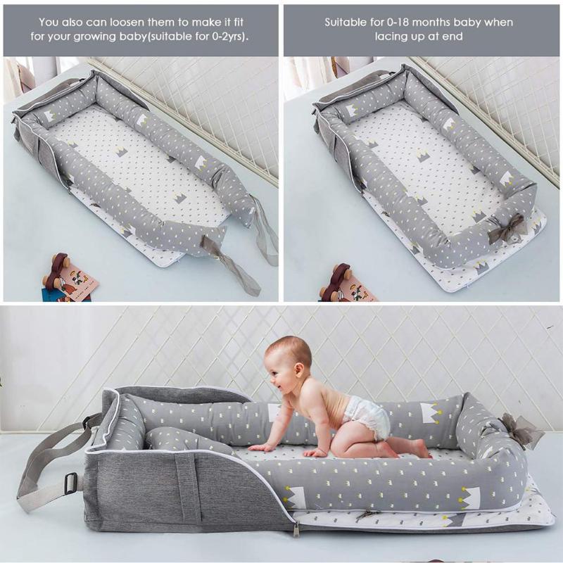 

Baby Lounger Cotton Breathable Foldable Portable Sleeping Baby Bed for Sleeping Napping Travel #