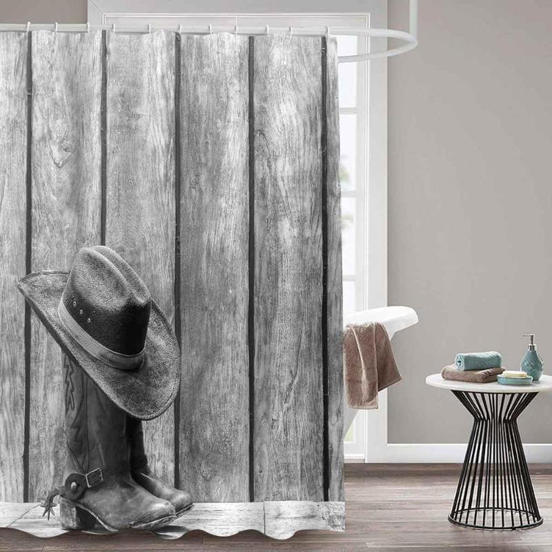 

Cartoons Vintage Western Shower CurtainArt of Cowboy Riding Horse Towards Sunset High Quality Waterproof Curtain For Bathroom