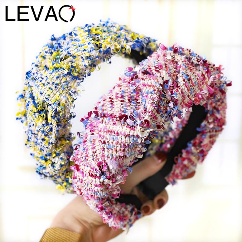 

Levao Colorful Tassel Headband Wide Knotted Hairband for Women Handmade Weaving Hairy Hair Hoop Bands Bezel Hair Accessories