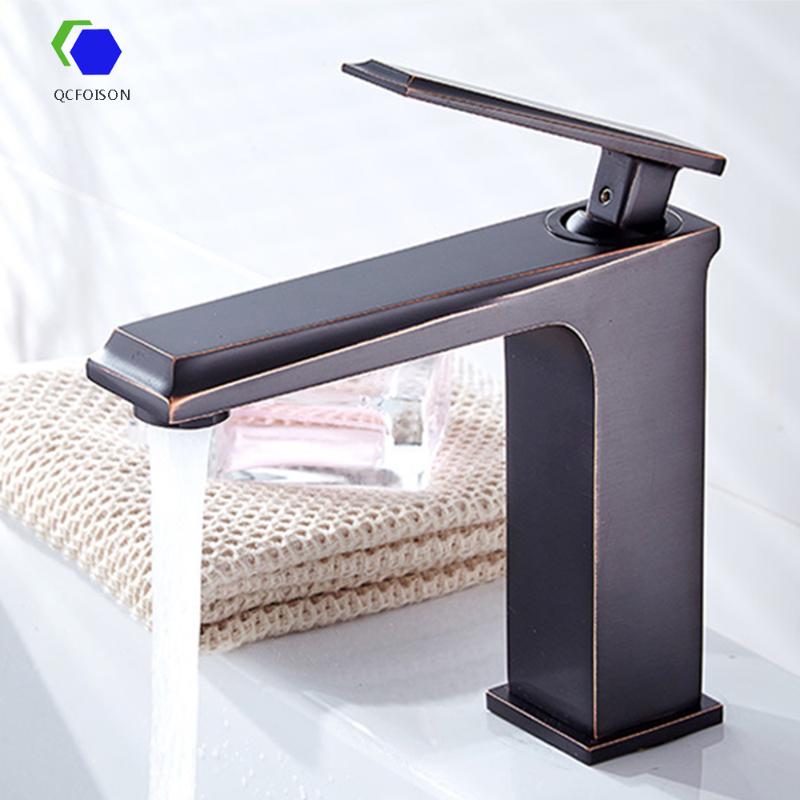 

QCFOISON public bathroom accessorie toilet copper basin black tap sink faucet wash basin mixer outside removable metal tap