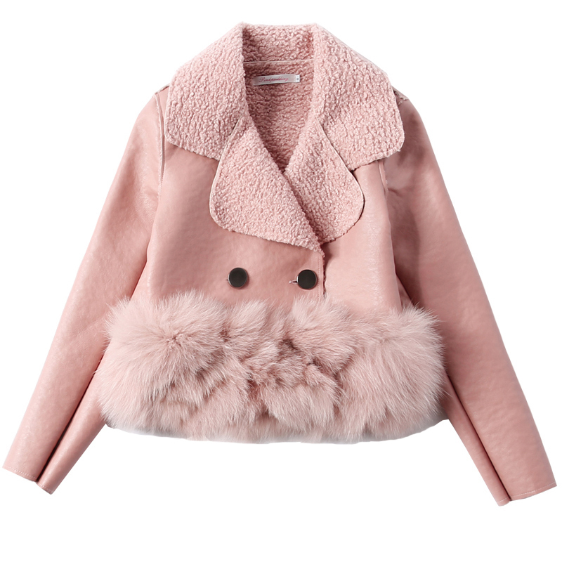 

Women' Coat Female Faux Leather Fur Collar Spring Autumn Jacket Women Clothes 2020 Korean Vintage Tops T4538, Black