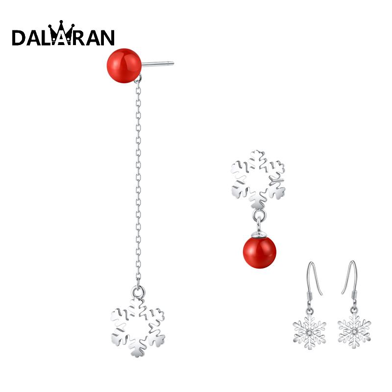 

DALARAN Snowflake Drop Earrings 925 Sterling Silver Prevent Allergy For Women Girl Exquisite Personality Jewelry Christmas Gift