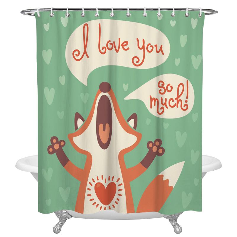 

Cartoon Animal Love Print Shower Curtains Waterproof Bathroom Accessories Polyester Fabric Shower Curtain Home Decor