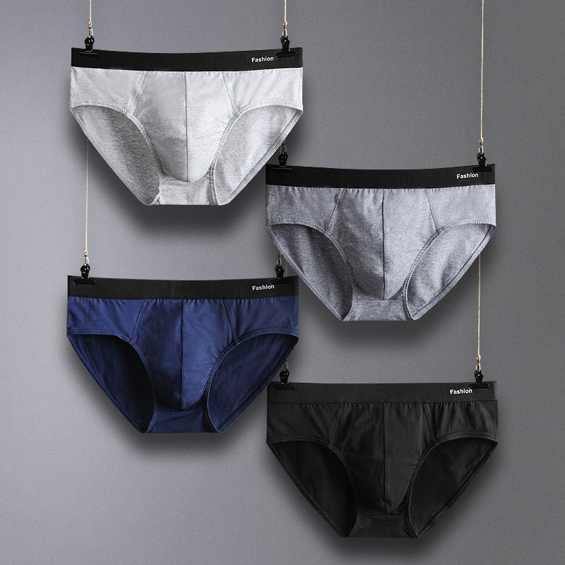 

4PC/Doz Men's Large Size Underwear Four Loaded Men's Briefs Cotton Youth Breathable Sexy Stretch Cotton Triangle Underpants, Multi