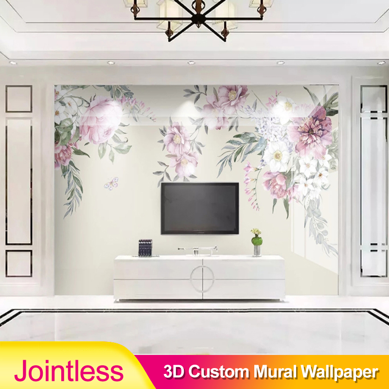 

Jointless Custom Murals Wallpaper 3D Hand-painted Watercolor Flowers Living Room TV Sofa Bedroom Home Decor Romantic Fresco, 18894520