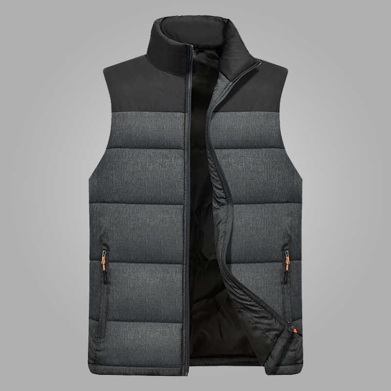 

New Mens Winter Sleeveless Jacket Men Down Vest Men Warm Thick Hooded Coats Male Cotton-Padded Work Waistcoat Gilet Homme Vest, Dark grey