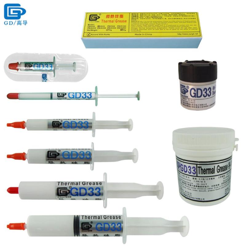 

Net Weight 1/3/7/15/25/30/70/150 Grams White GD33 Thermal Conductive Grease Paste Plaster Heat Sink Compound for CPU SSY ST CN
