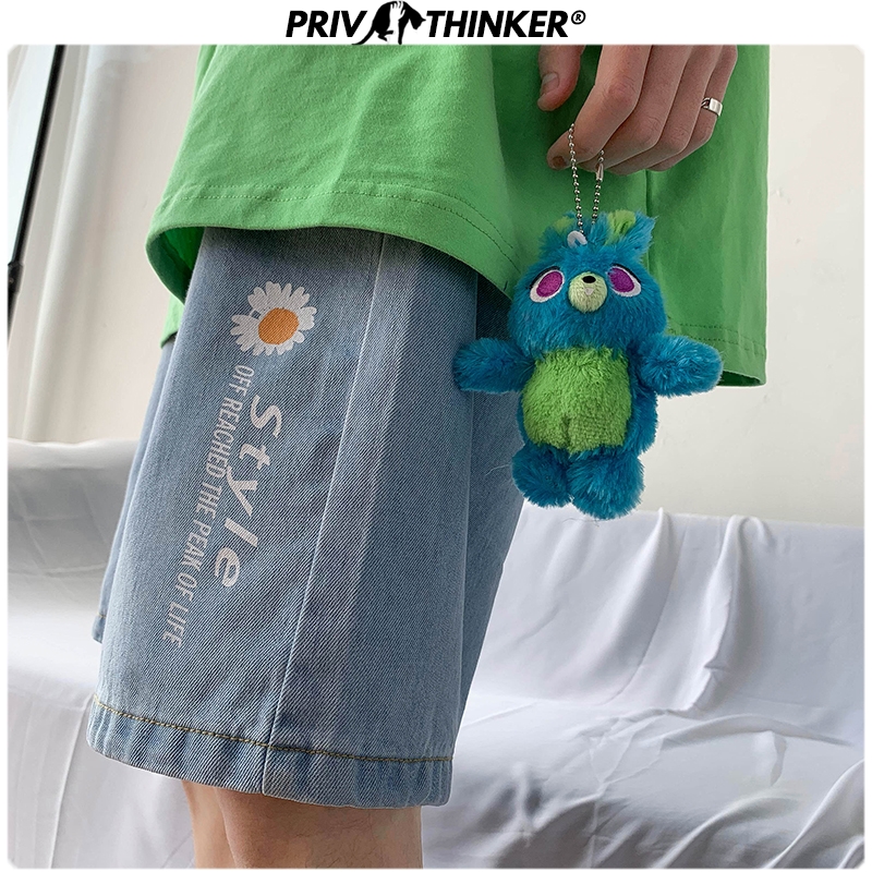 

2020 Men Harajuku Summer Denim Shorts Mens Flower Printed Jeans Male Korean Knee Length Denim Shorts Blue Clothes, Black(asiansize)