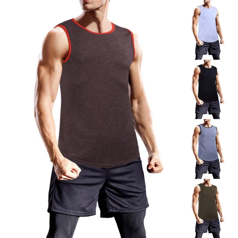 

2020 Gym Men's Muscle Sleeveless Tank Top Bodybuilding Outdoor Sport Fitness Vest Summer men vest sports, Red