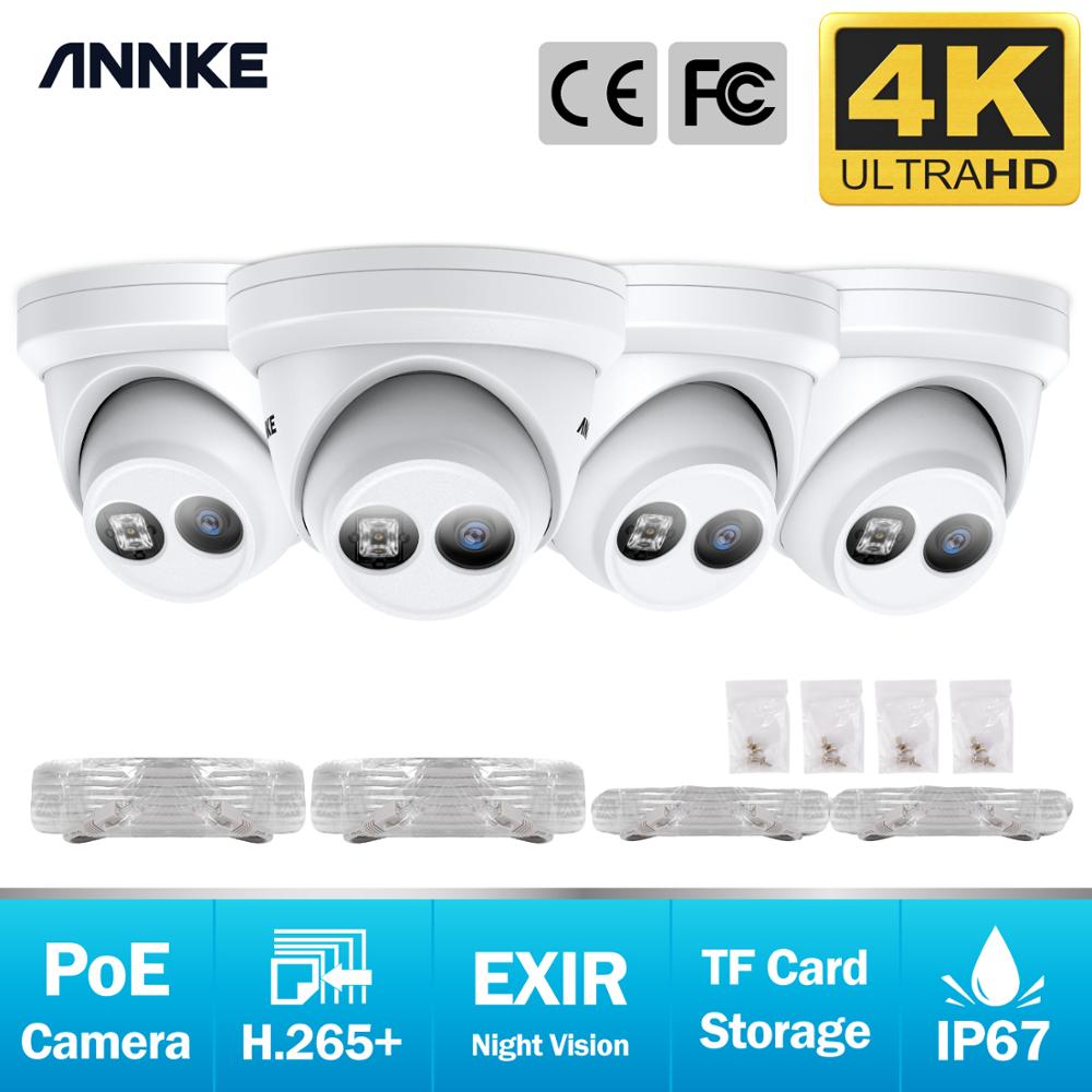 

4PCS Ultra HD 8MP POE IP Camera 4K Outdoor Indoor Waterproof Network Dome EXIR Night Vision Email Alert Security CCTV Kit
