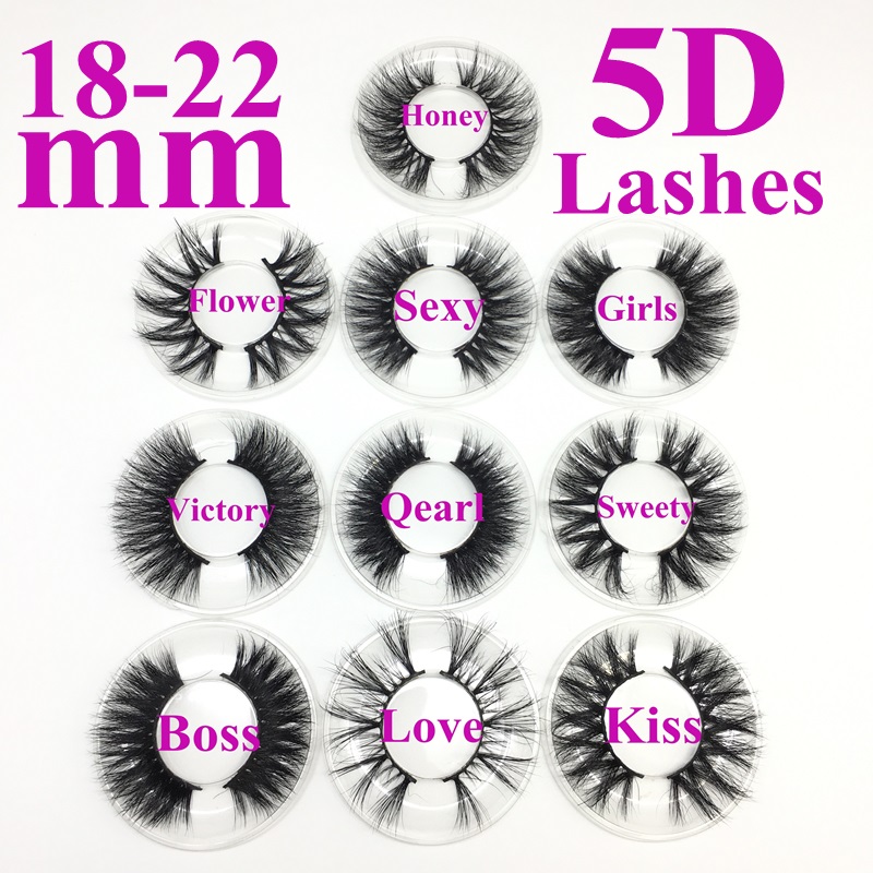 

100% Mink Eyelashes 5D Eyelash 18-22 mm Wispy Fluffy False Mink Lash 5D Eye Makeup Big Volume Reusable Fake Eyelashes Extensions for Makeup