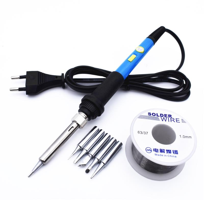 

Electric Soldering Iron Set 220V 60W Adjustable Temperature Handle with Power Switch Rework Station Accessories Repair Tools