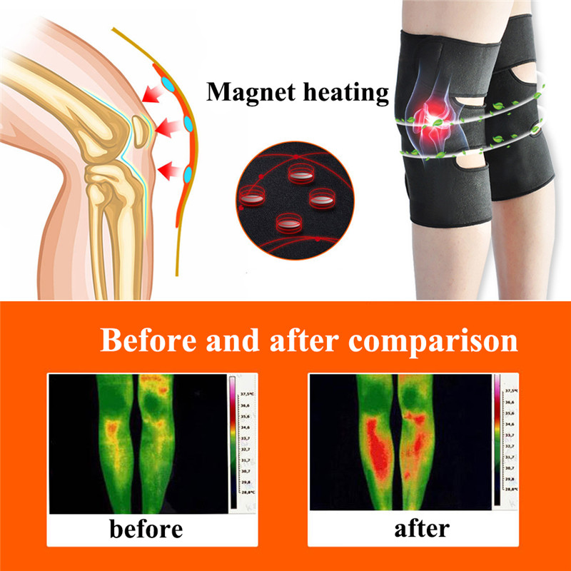 

1 Pair Tourmaline Self Heating Knee Pads Magnetic Therapy Kneepad Arthritis Brace Support Patella Knee Sleeves Pads Support, Black