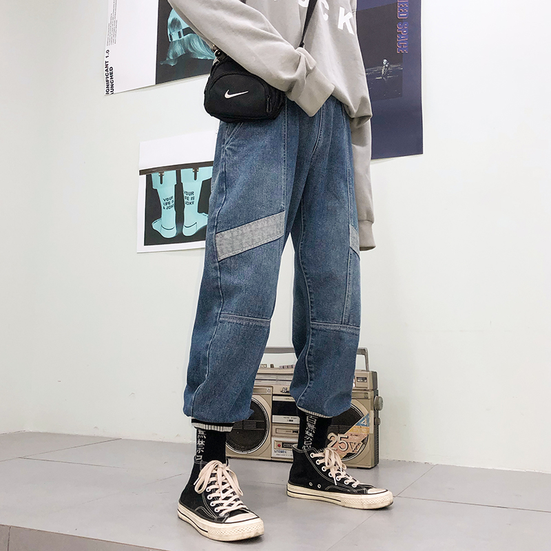 

Autumn New Jeans Men's Fashion Wash Retro Trend Wild Denim Pants Man Streetwear Hip Hop Loose Cowboy Trousers Male Clothes -2XL, Blue