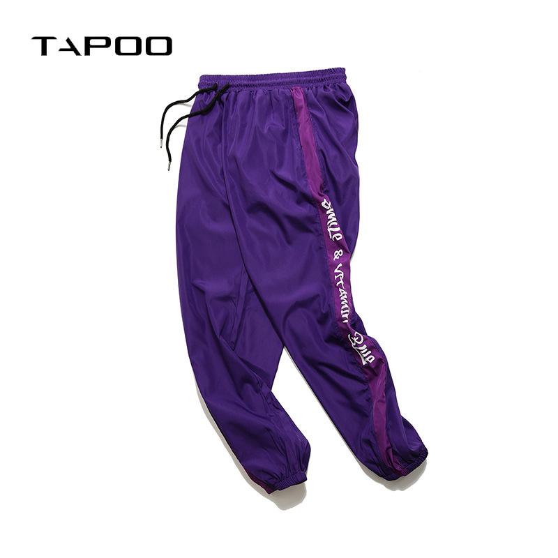

2020 New Men' Summer Pants Letters Stripe Stitching Sweatpants Mens Hip Hop Harem Pants Loose Elastic Joggers Trousers Male, Black