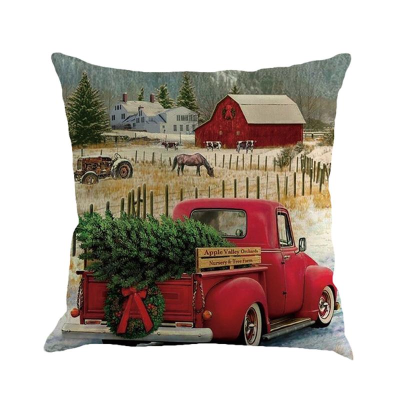 

2020 Christmas Ornament Happy New Year Christmas Cotton Linenflax Sofa Car Home Waist Cushion Cover 45x45cm Pillow Case Navidad