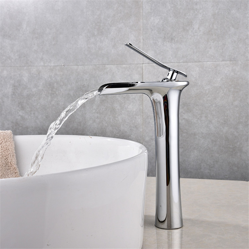 

VOGVIGO Waterfall faucet bathroom semi-open nozzle high basin faucet for basin chrome plating corrosion G1/2