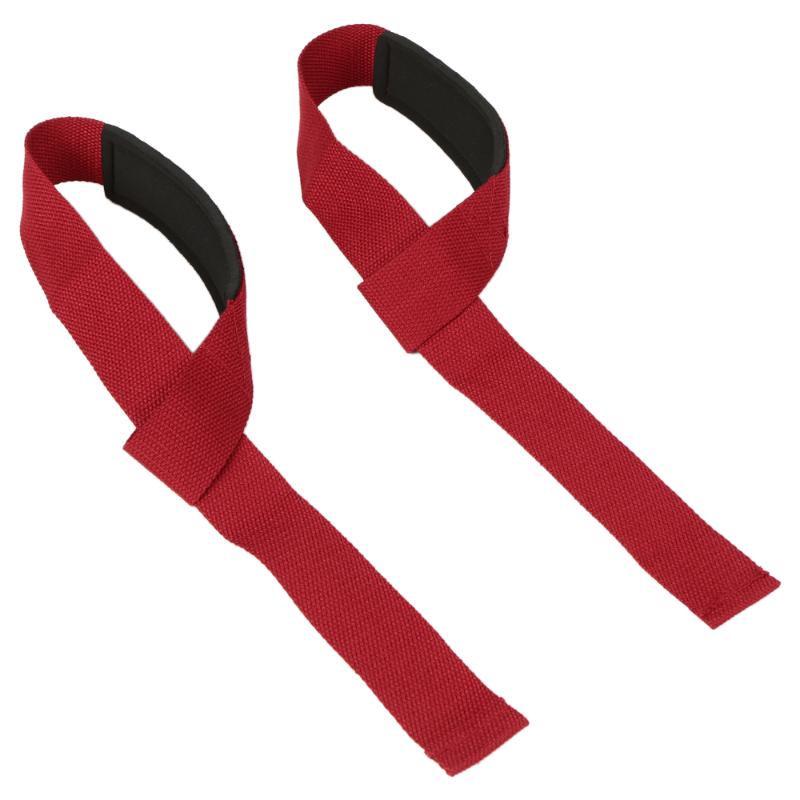 

1 Pair Wristband Weightlifting Hand Bar Wrist Support Hand Protection Belt Dumbbell Grip Straps Wrist Brace Gym Training, Red