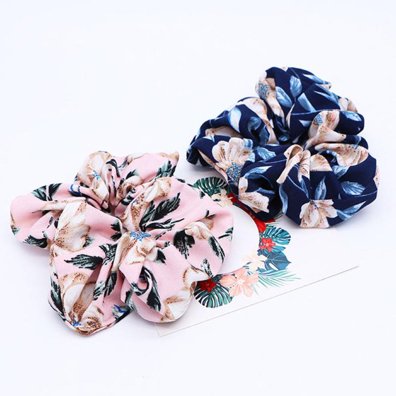 

Sweet Women Print Floral Hair Scrunchies Ring Elastic Hair Bands Headwear Ponytail Holder Headband Accessories