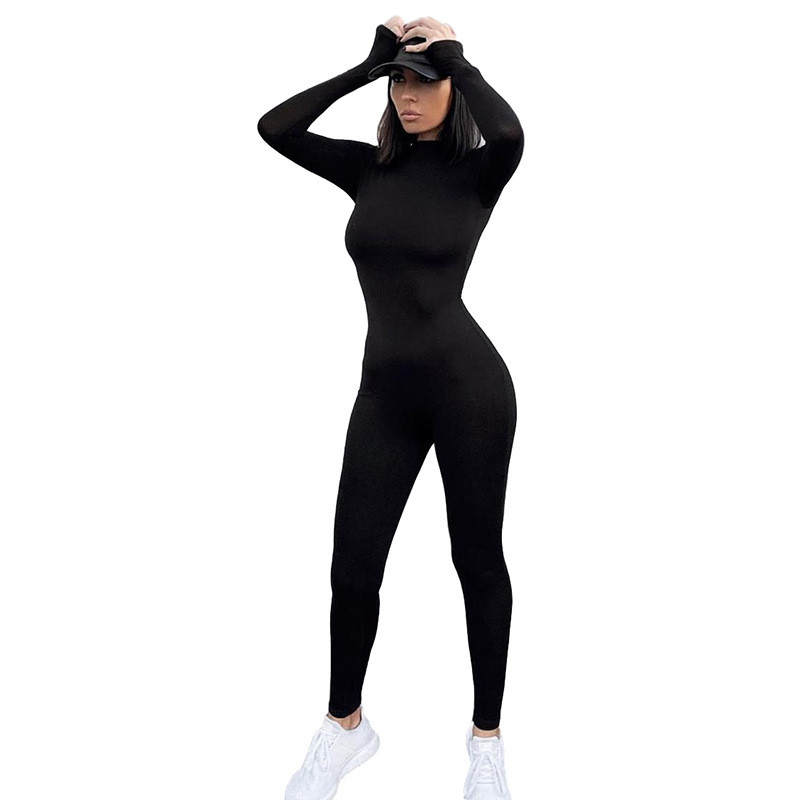 

2020 New Women Sport Suit Yoga Set Long-sleeved Slim High-waist Hip-lifting Sports Jumpsuit Jogging Fitness Overalls, Black jumpsuit