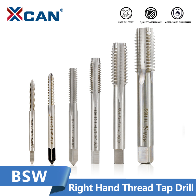 

XCAN 1pc BSW 5/32-32 3/16-24 5-16-18 1/4-20 1/2-12 5/8-11 Straight Thread Tap HSS Right Hand Plug Tap Screw Thread Drill