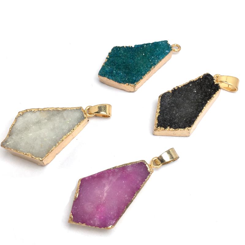 

Natural Stone Multi-colored Agates Pendant DIY Jewelry Bulk Semi Precious Stone Gift Size 18x33mm