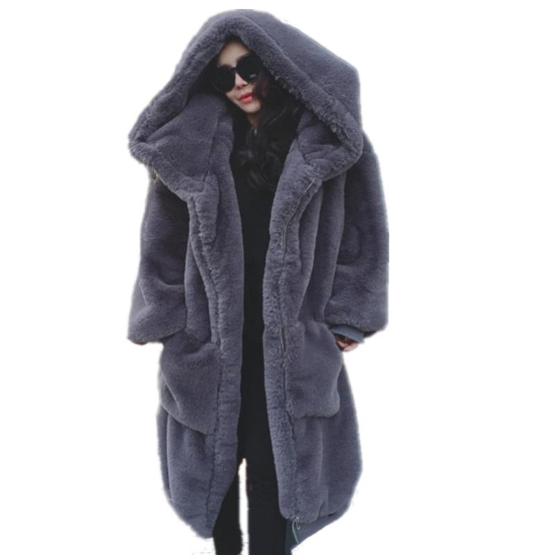 

Women Winter Overcoat Faux Fur Coat Thick Long Parka Warm Long Sleeves Fur Jacket Coat With Hooded Loose Oversized Outwear, Green