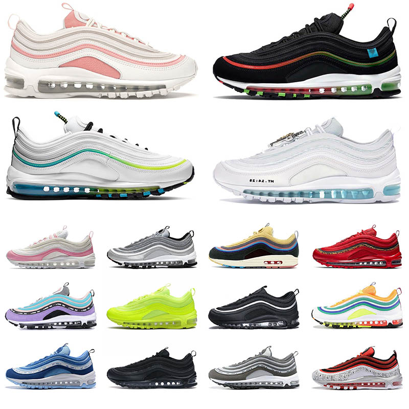 

97s Running Shoes for Mens Womens Runners Sneakers MSCHF x INRI Jesus Black Bullet Sean Wotherspoon UNDEFEATED UNDFTD Trainers Sneakers, A4 36-45 worldwide pack