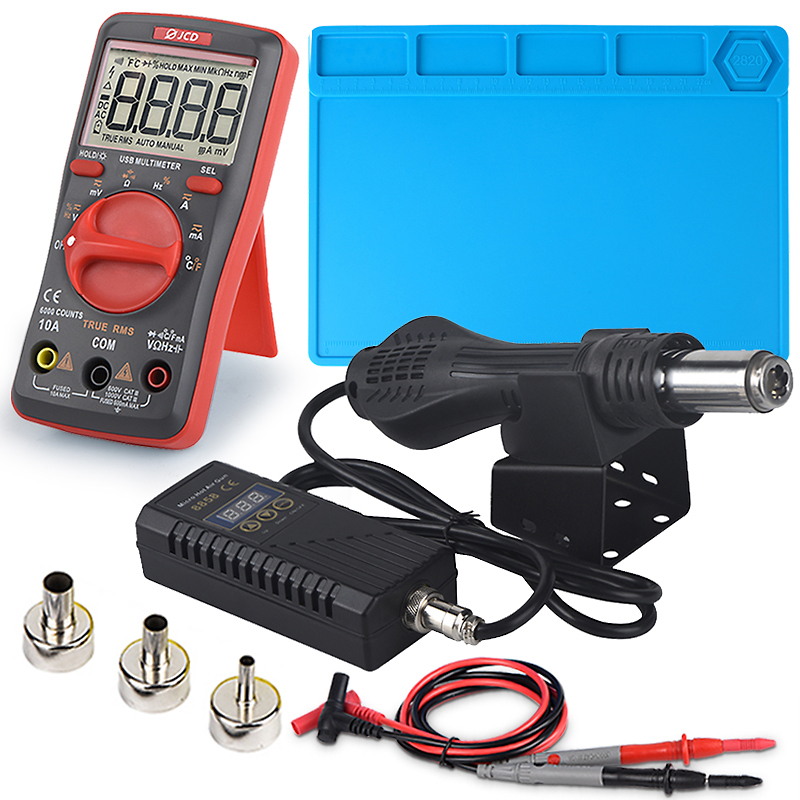 

New JCD Hot air gun Micro Rework soldering station LED Digital Hair dryer for soldering 750W Heat Gun welding repair tools 8858