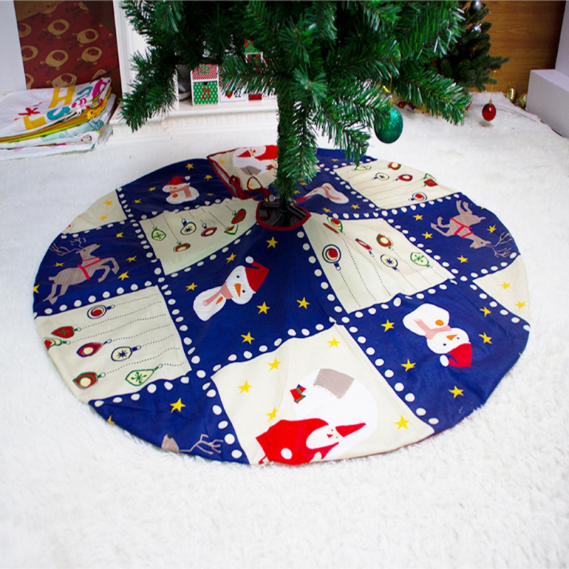 

Christmas Tree Skirt Cartoon Pattern Round Floor Tree Carpet Christmas New Year Home Decorations Supplies