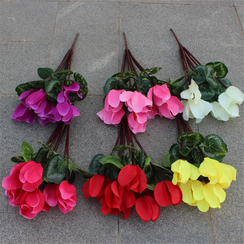 

Fake Cyclamen (7 stem/bunch) 13.78" Length Simulation Begonia Radish for Wedding Home Decorative Artificial Flowers, White
