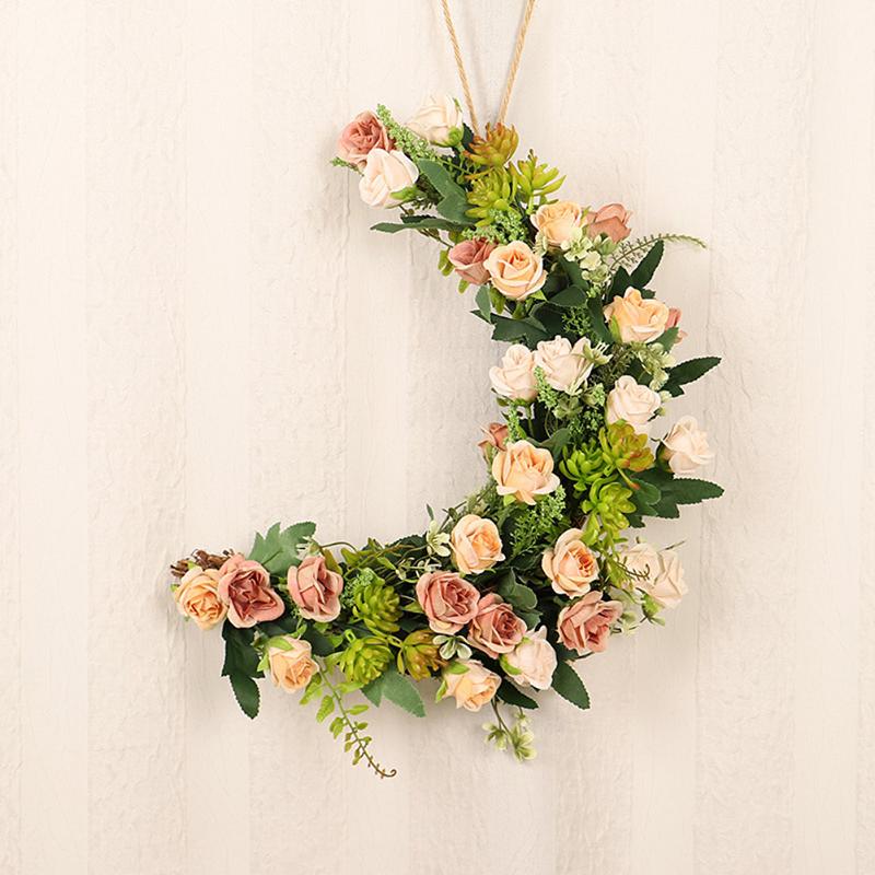 

Simulation Flower Decorative Wreaths Door Hanging Ornaments Chrysanthemum Wreath Pendant Wedding Christmas Flower Garland 1pc, 35x30cm
