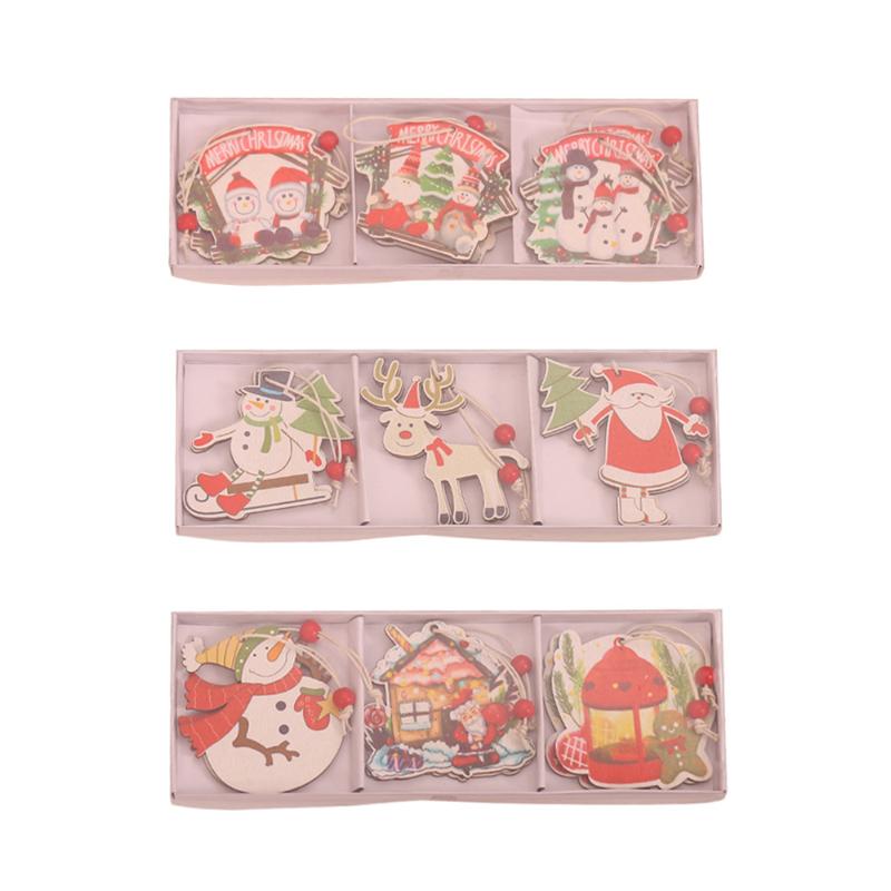 

Christmas Hanging Wooden Pendant Christmas Tree Hanging Elk Santa Claus Snowman Car Combination Pendant Decoration