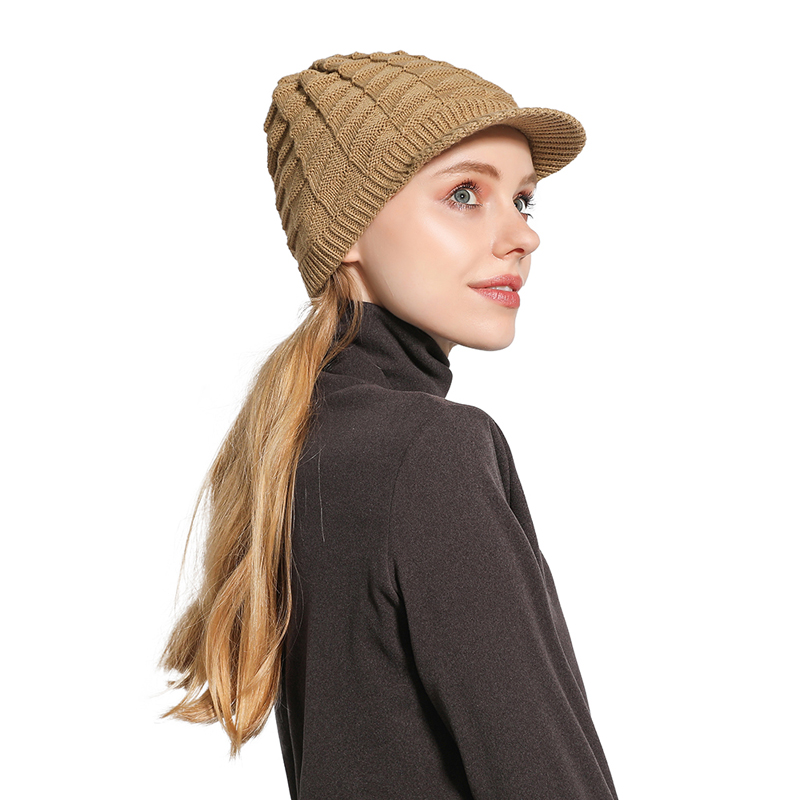 

New Winter Hat For Women Beanie Warm Fleece Knitted Hat Women Winter Hats Cap Beanies Skullies, Beige