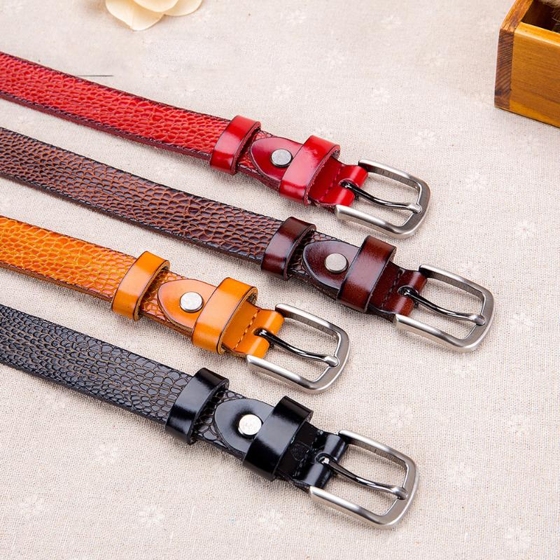 

Unique Fashion Designer Female Belt Genuine Leather Belts for Women Retro Thin Ladies Belts Student Jeans Pasek Damski Red, Black